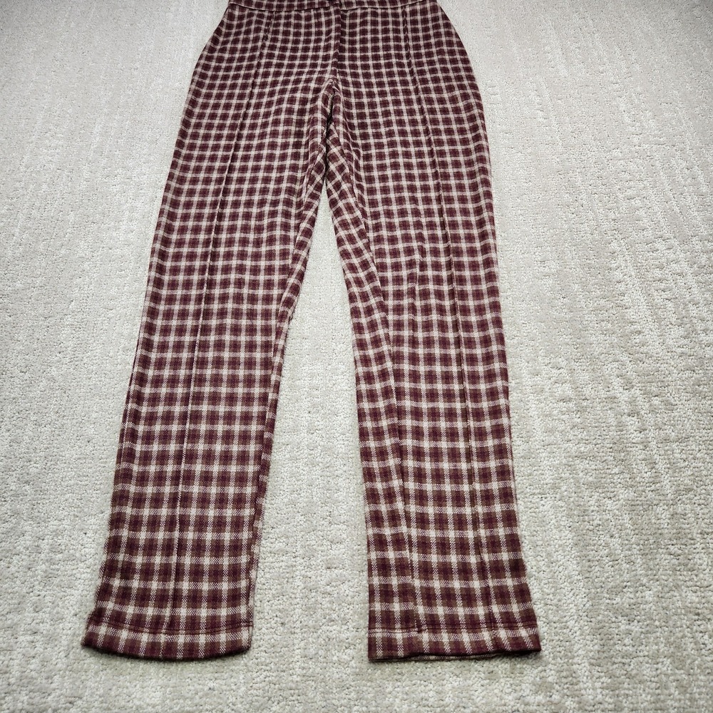 Free People Pants Women 4 Hi Waisted Plaid Stretch Boho Check Mom